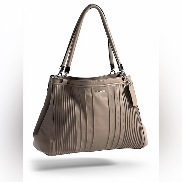 Coach Handbags - EUC Coach Madison Pintuck Leather Cafe Carryall - Grey Birch and Dust Bag